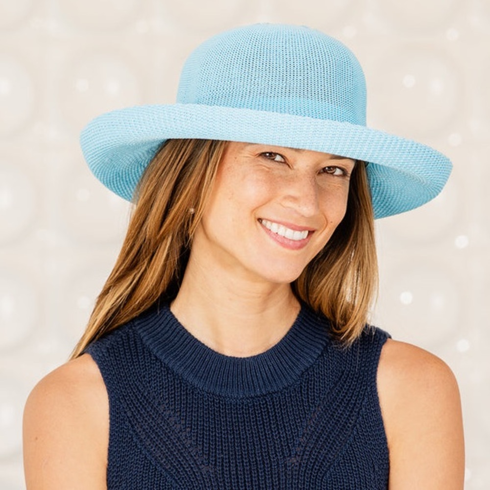 Wallaroo Turquoise Victoria Poly Straw Sun Hat Size M